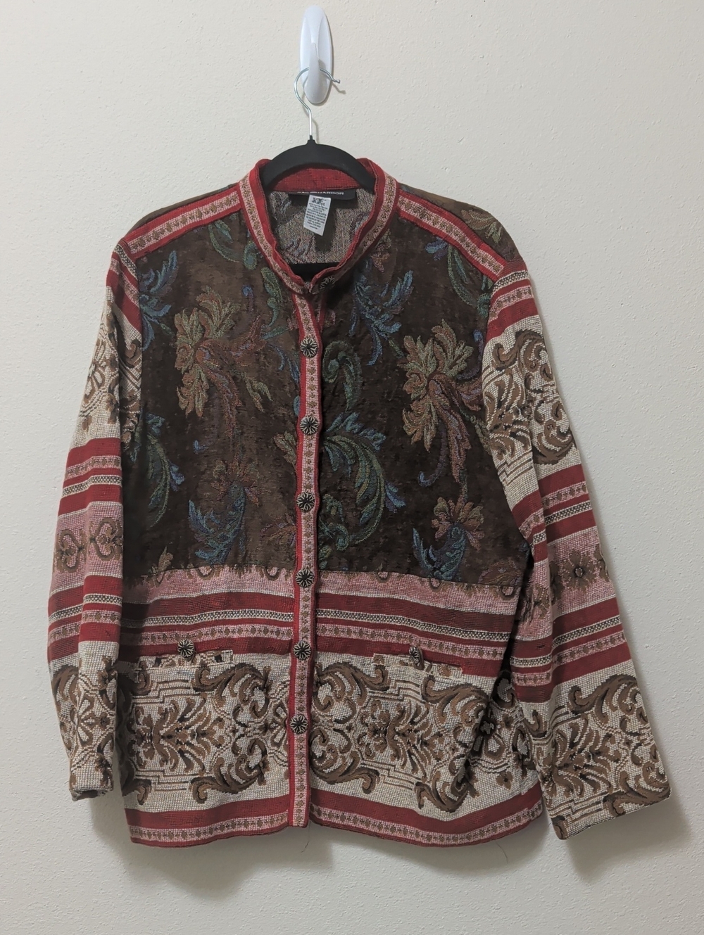 Sag Harbor Brown & Red Patterned Utility Jacket